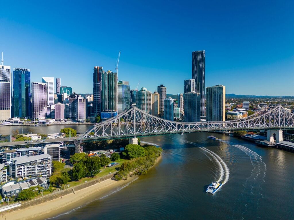 aerial view of brisbane city in australia