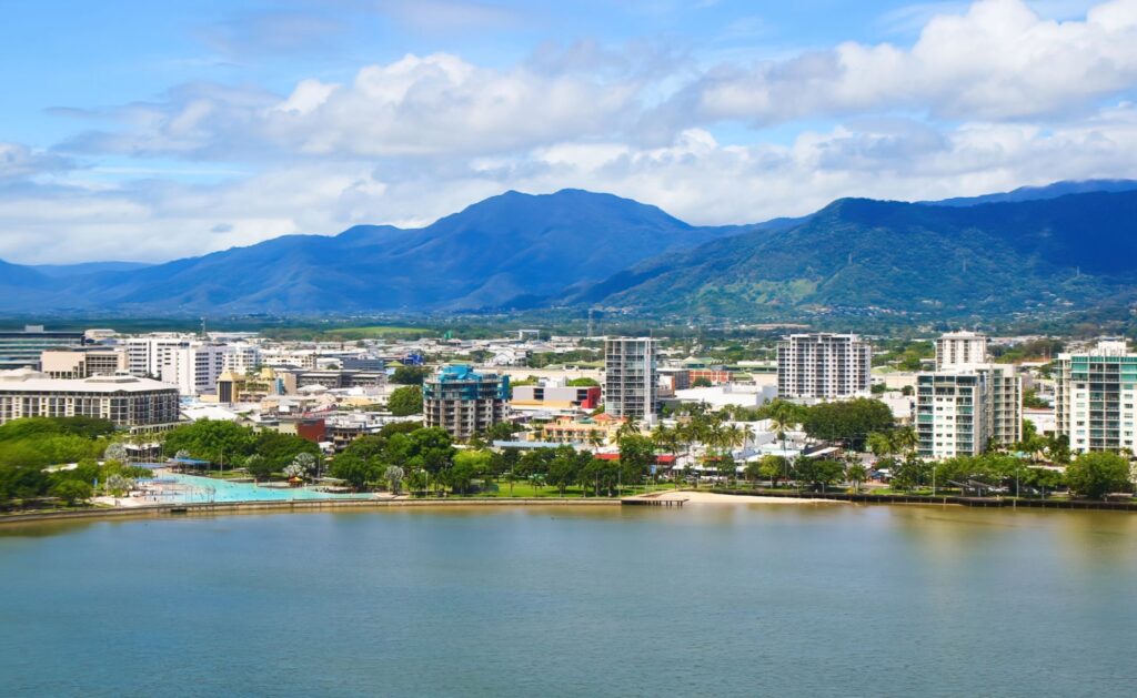 aerial view of the cairns waterfront